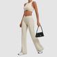 Wholesale Women's Sleeveless Yoga Set – Tummy Control Butt-Lifting Flare Pants 1081+9089