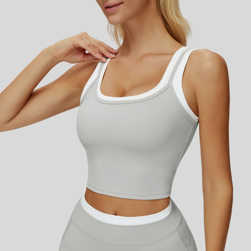Two-piece contrasting sports tank top