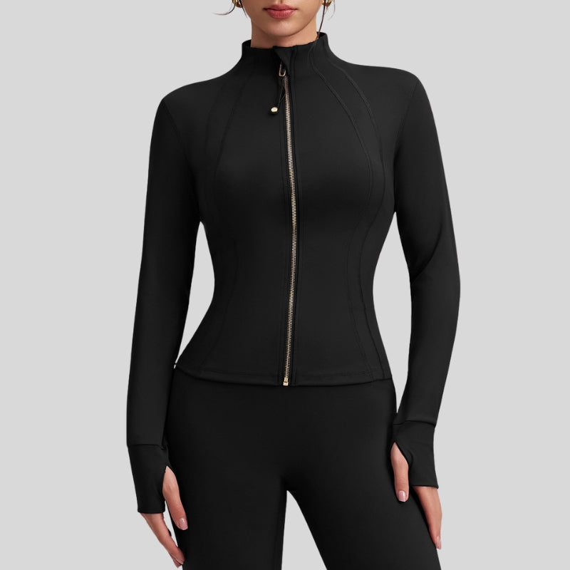 Slim-fit stand-up zip-up jacket