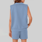Wholesale Sleeveless V-Neck Tank & Shorts Set – Casual Athleisure 2-Piece with Pockets