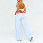 V-neck backless sports bra + high-waisted loose wide-leg pants 2-piece set