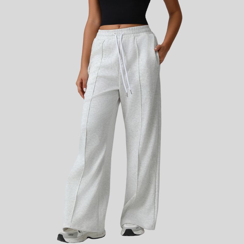High-waisted drawstring wide-leg sweatpants