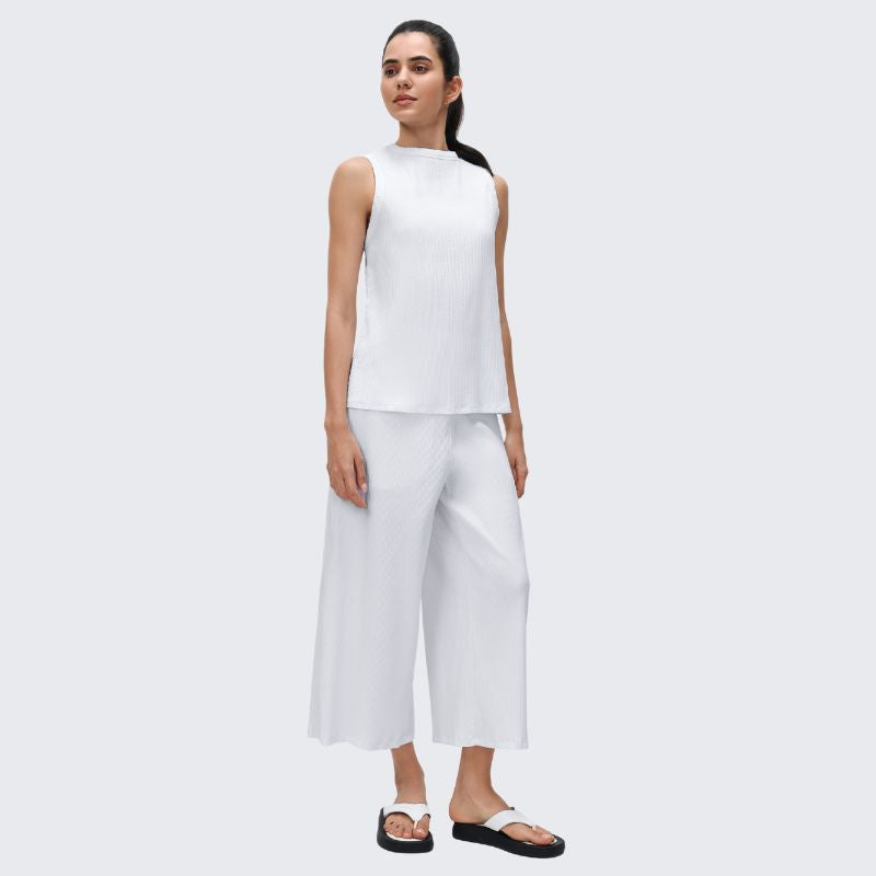Wholesale loose crew neck tank top + wide-leg pants