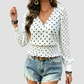 Wholesale Women's Round neck printed polka dot long sleeve V-neck fashionable casual top