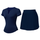 Wholesale Women's V-Neck Open-Back Short Sleeve Top & Pleated Skirt Set