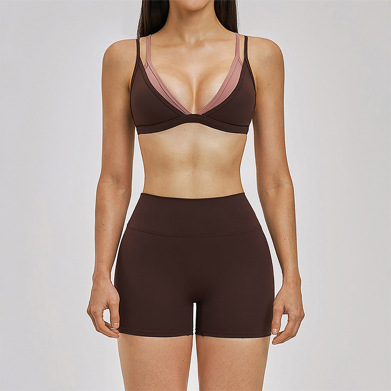 Naked and beautiful back bra + quick drying shorts 2-piece set