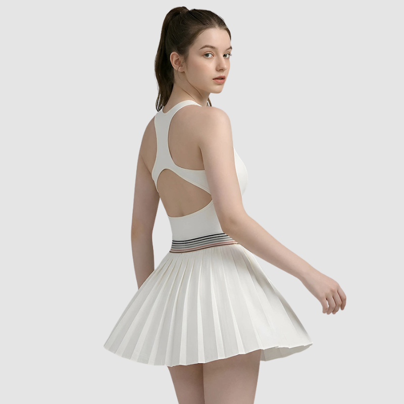 Wholesale Women's Racerback Tennis Dress with Removable Cups & Built-in Shorts