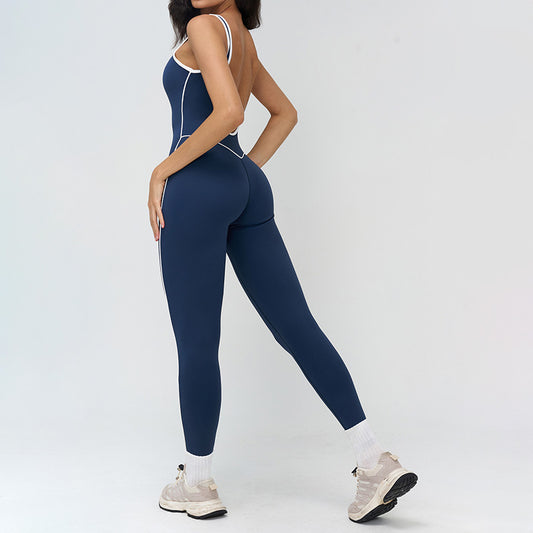 Wholesale Women's Color-Blocked Backless Sleeveless Jumpsuit | Wonderxfans bulk activewear