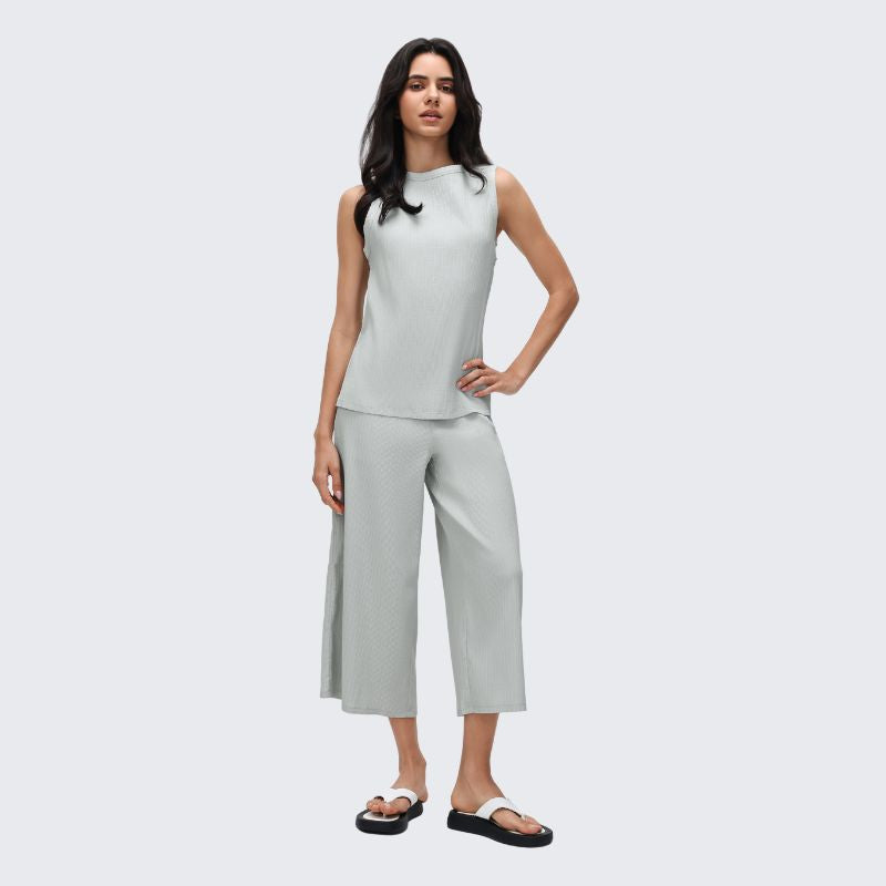 Wholesale loose crew neck tank top + wide-leg pants