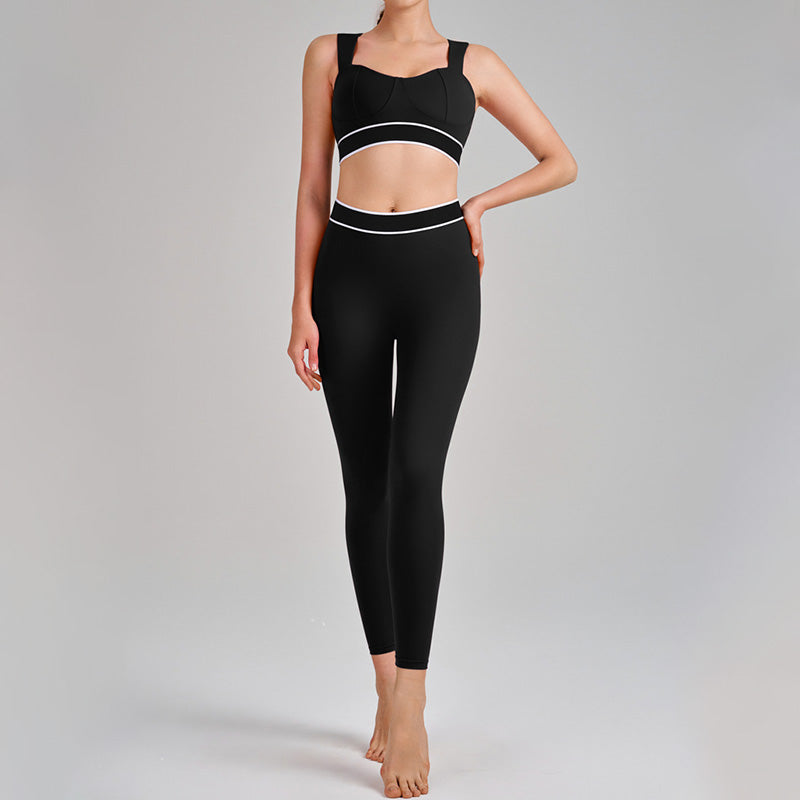 Color-Blocked Sports Bra + High-Waisted Leggings 2-Piece Set