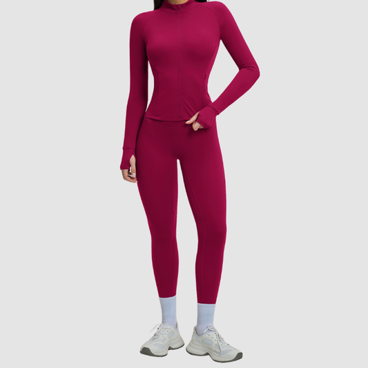 Wholesale women's zipper casual jacket+athletic leggings | Wonderxfans bulk activewear