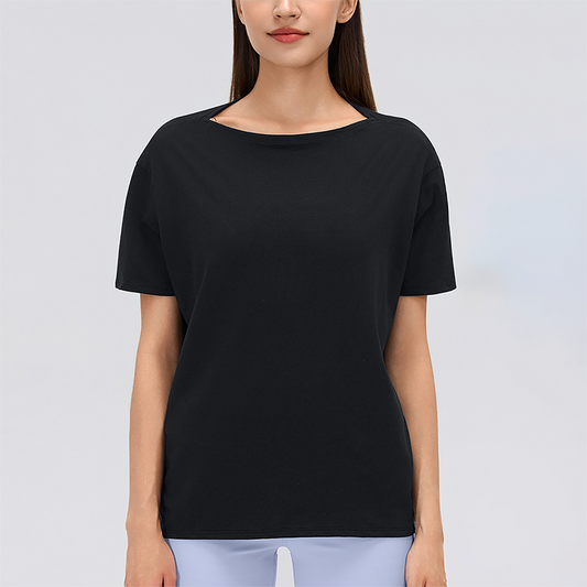 Wholesale Thin Loose Short-Sleeve T-Shirt Yoga Cover-Up