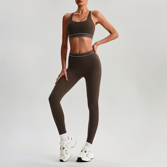 Wholesale Naked-Feel Sports Bra & High-Waist Biker Shorts Set – Quick-Dry Yoga 2-Piece