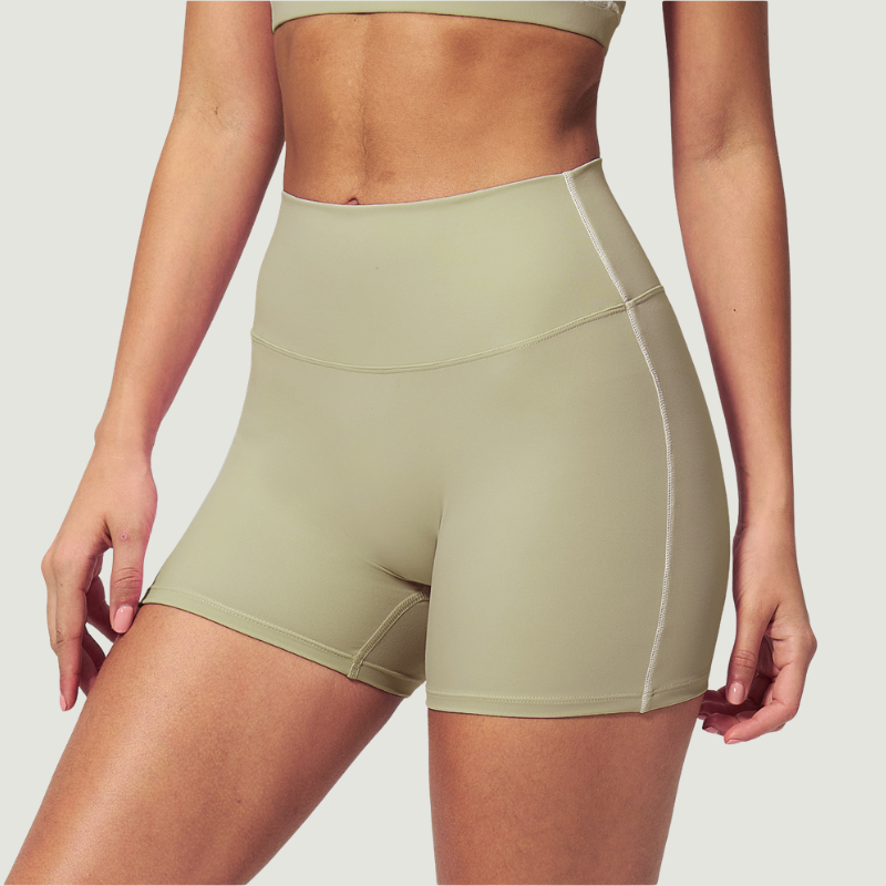 Wholesale Women's Seam-Detail Colorblock High-Waist Booty Shorts – Butt-Lifting Yoga Gym Activewear