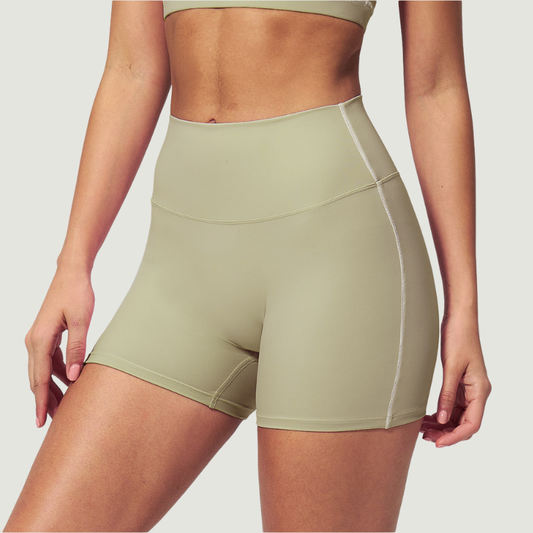 Wholesale Women's Seam-Detail Colorblock High-Waist Booty Shorts – Butt-Lifting Yoga Gym Activewear