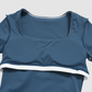 Wholesale Women's Seam-Detail Short Sleeve Crop Top + High-Waist Shorts Set – Butt-Lifting Yoga Gym Activeweare