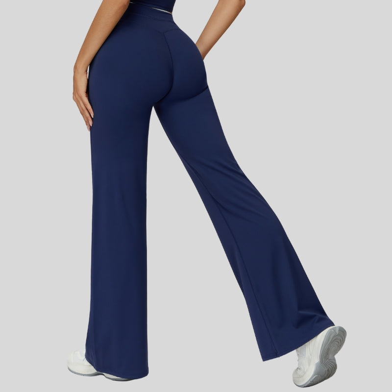 Contrast-colored sport slightly flared pants