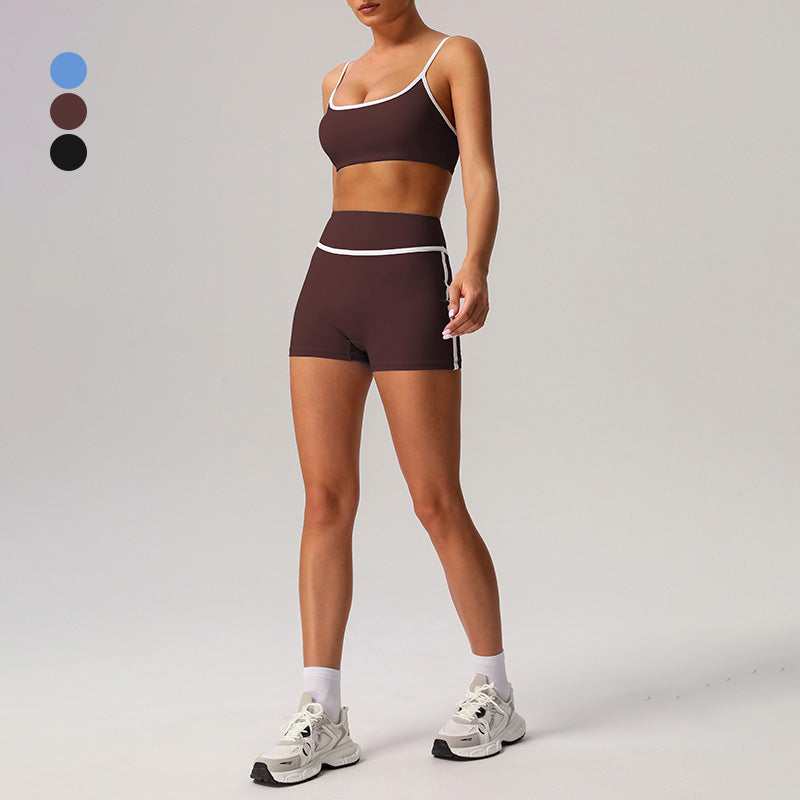 Quick-Drying Built-In Pads Bra + High-Waisted Shorts 2-Piece Set