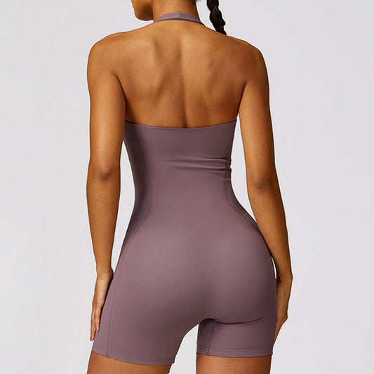 Wholesale Halterneck tight-fitting slimming fitness jumpsuit | Wonderxfans bulk activewear