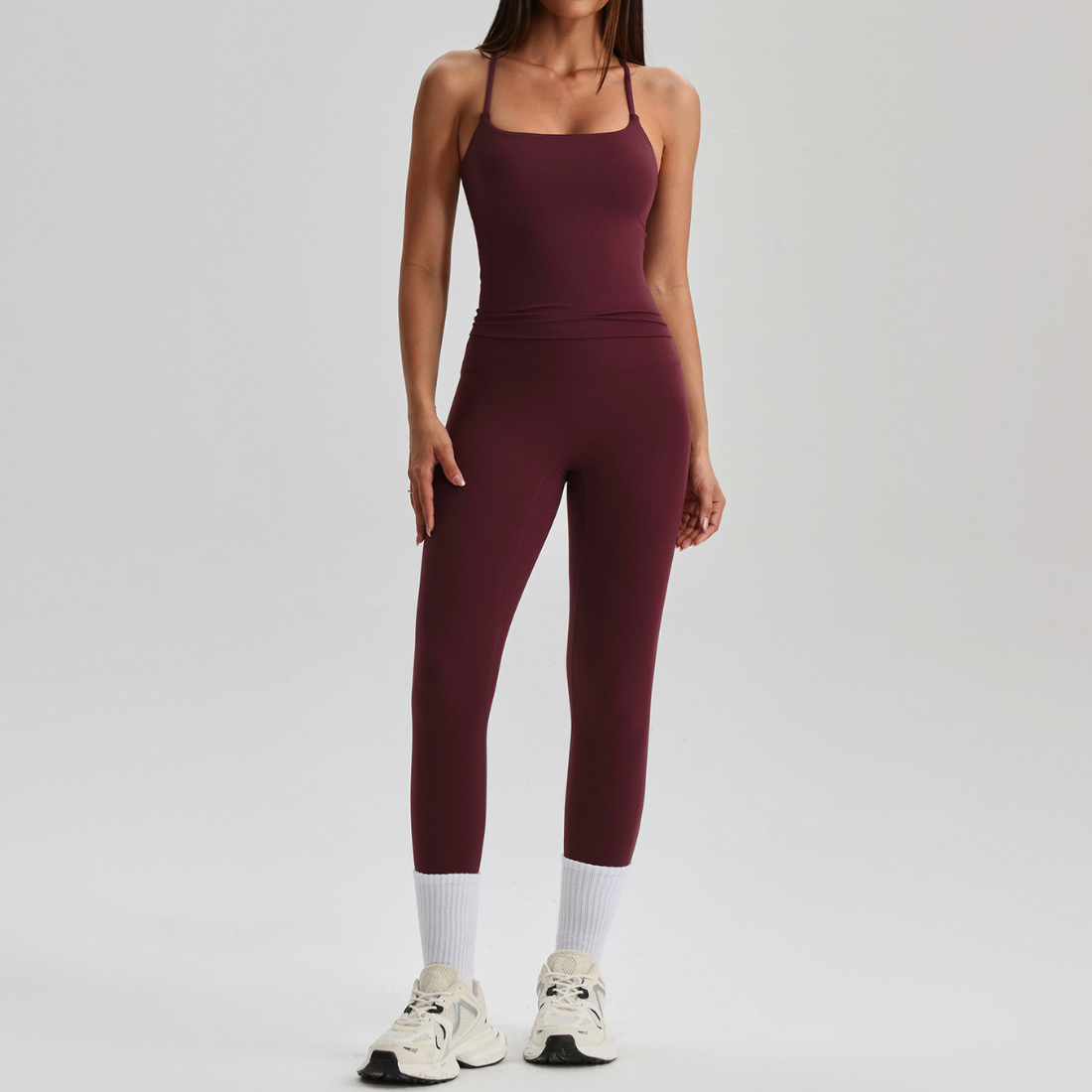Women's Activewear Padded Sleeveless Top & Straight-Leg Pants Yoga Set