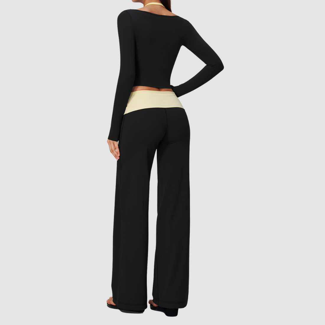 Wholesale Women’s Long-Sleeve Top & Wide-Leg Yoga Pants Set