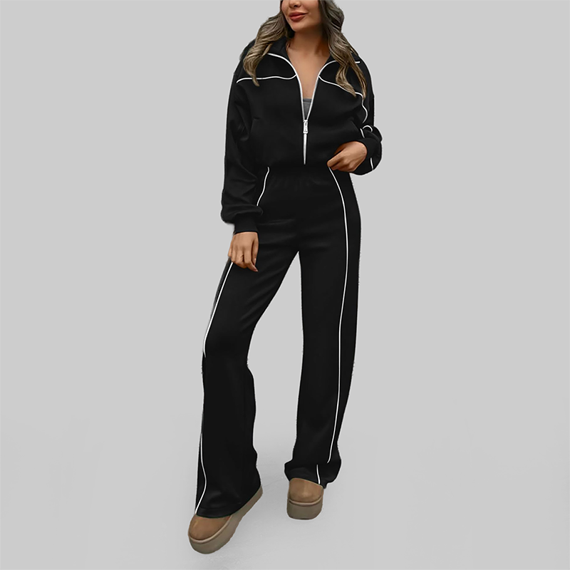Wholesale Women's Zip-Up Long Sleeve Hoodie & Jogger Pants Tracksuit Set