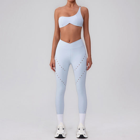 Wholesale one-shoulder Sports Bra + High | Wonderxfans bulk activewear