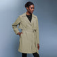 Belted mid-length trench coat for women