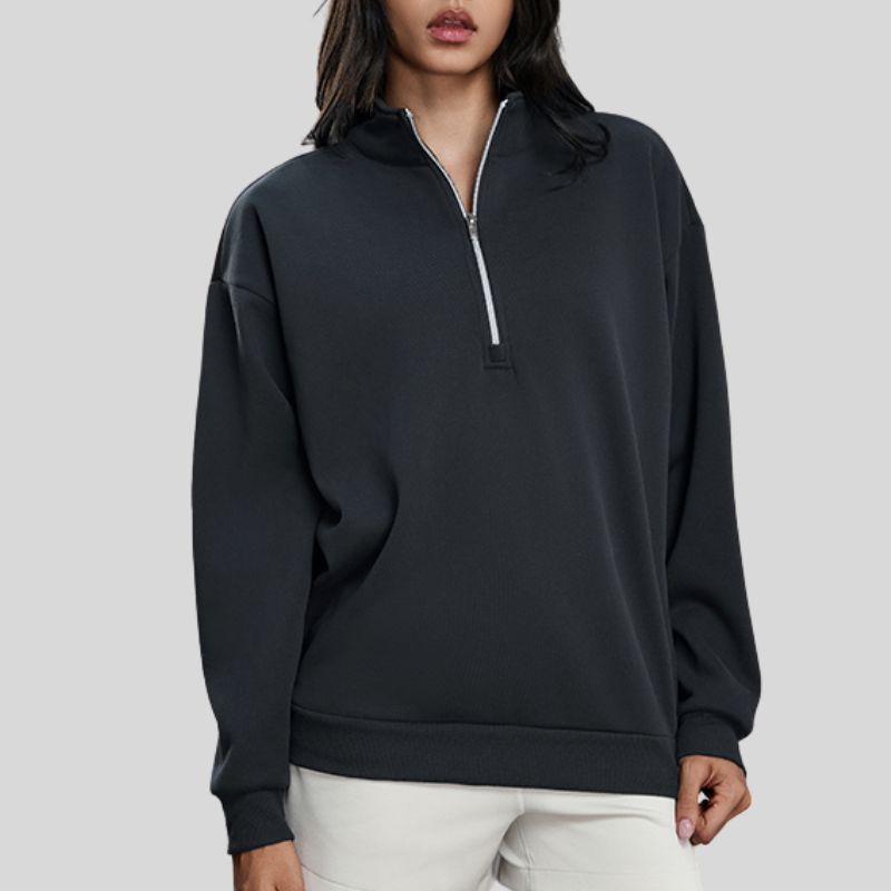 Half-Zip Stand Collar Fleece Sweatshirt