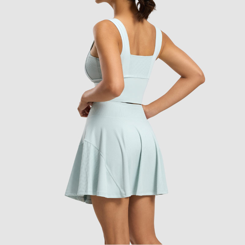 Wholesale strong support tank top + anti-exposure skirt