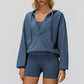 V-neck large hooded jacket+Sports tank top+High waisted shorts 3-piece set