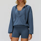 V-neck large hooded jacket+Sports tank top+High waisted shorts 3-piece set