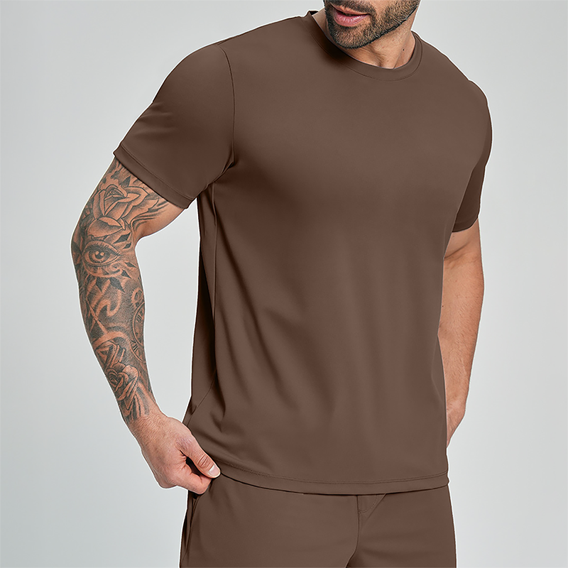 Wholesale Men's Drop-Shoulder Round-Neck Athletic T-Shirt – Breathable Workout Tee