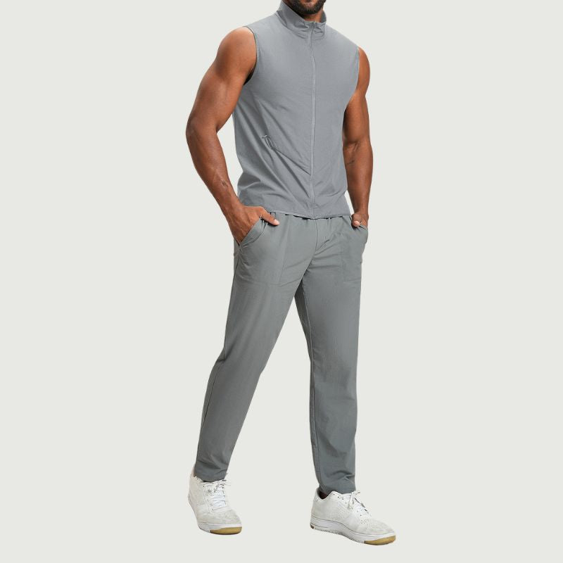 Wholesale mens stand collar zip tank top