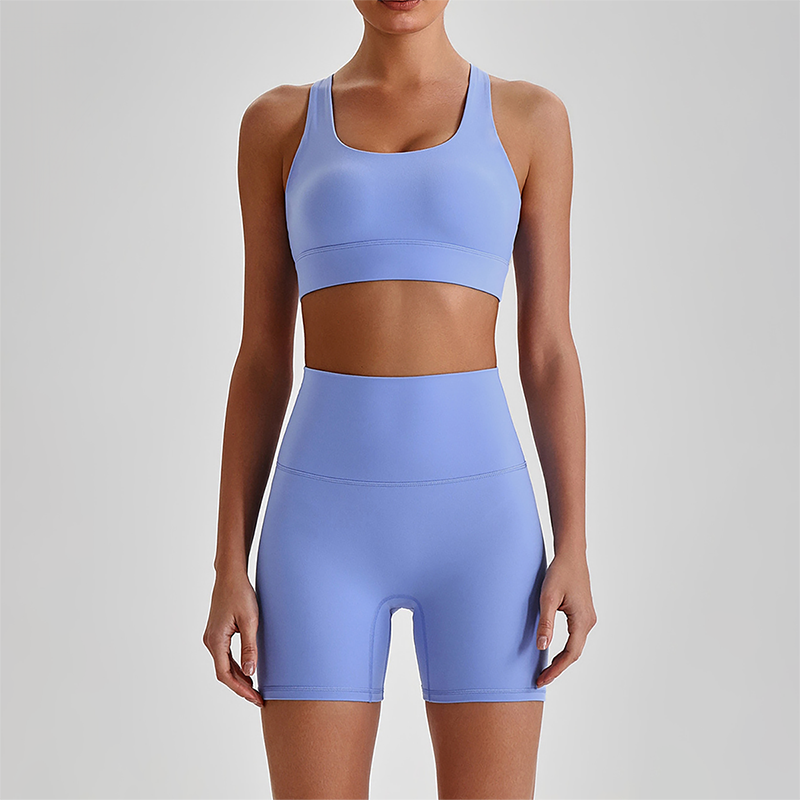 Wholesale Women's Quick-Dry Naked Feel Vest+Fitted Biker Shorts Yoga Set