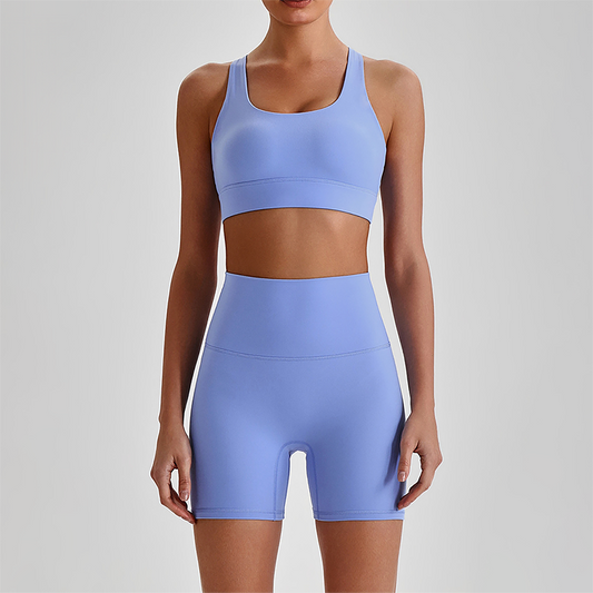 Wholesale Women's Quick-Dry Naked Feel Vest+Fitted Biker Shorts Yoga Set