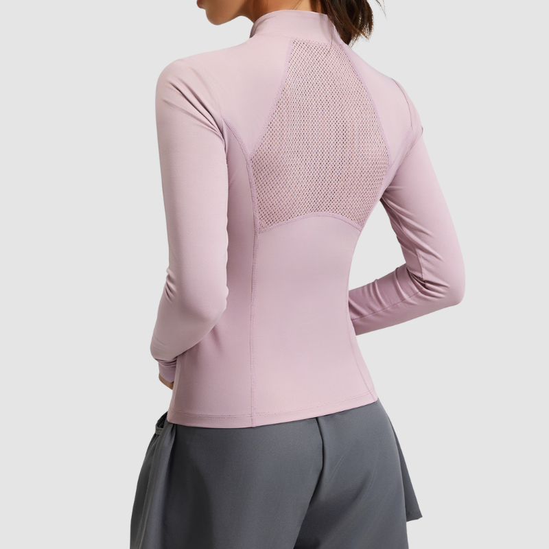 Wholesale stand collar half zip yoga top
