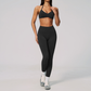 Wholesale Women's Seamless Yoga Set: Strappy Sports Bra & Leggings – High-Stretch w/ Chest Pad