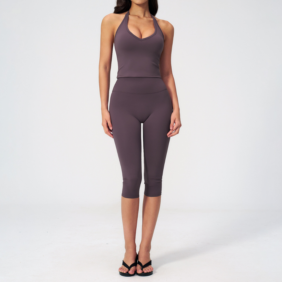 WholesaleWomen's Activewear Brushed Padded Tank & Fitted Capri-Pants Yoga Set