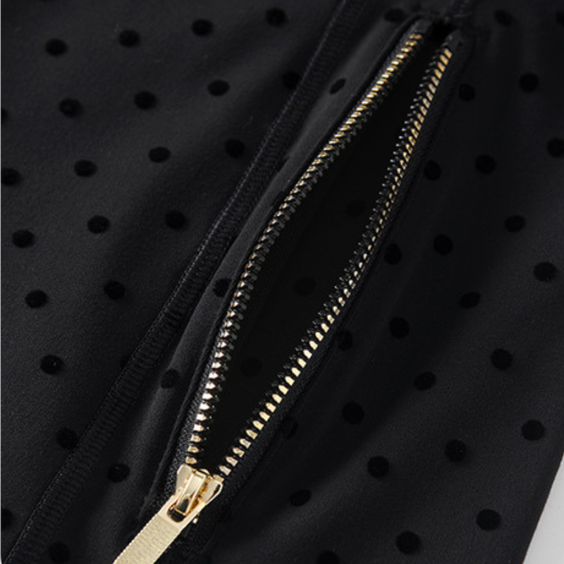 Wholesale Black Polka Dot Sports Jacket + High-Waisted Leggings