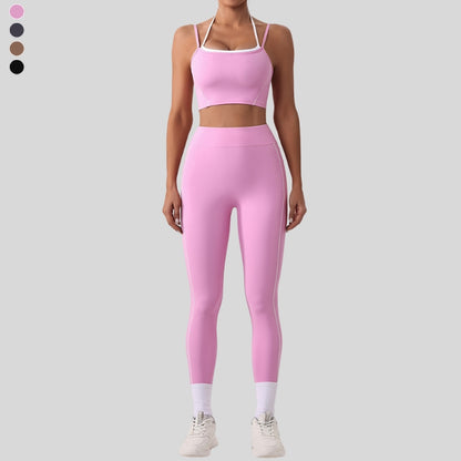 Faux two-piece bra + A-line skirt 2-piece set