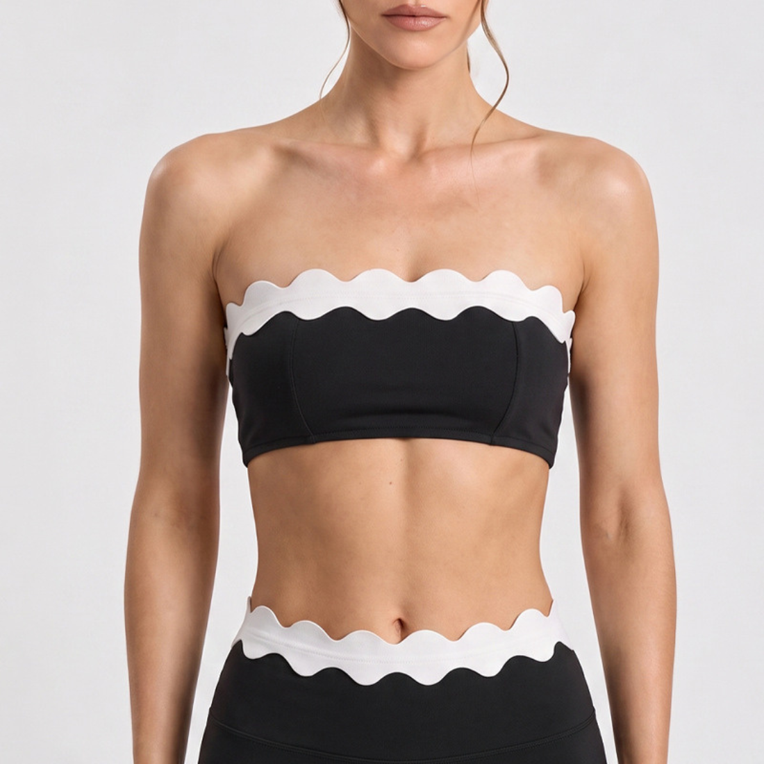 Women's Activewear Padded Color-Block Sports Bra & High-Waist Shorts Yoga Set