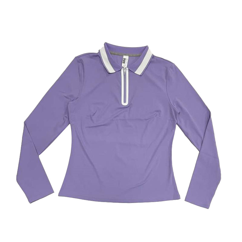 Colorblock polo collar sports top