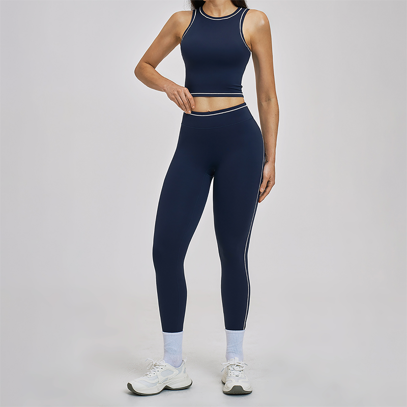 Wholesale Color Block Yoga Halter Vest + legging 2-Piece Set