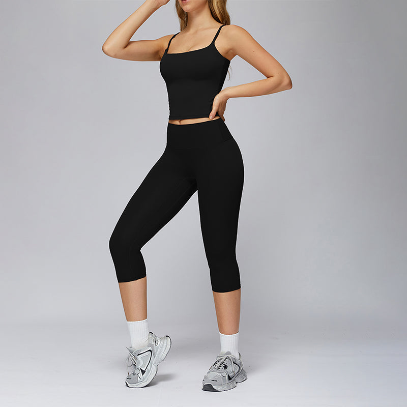 Sports vest + Mid-length leggings 2-piece set