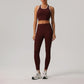 Color-Blocked Racerback Crop Top + High-Waisted Color-Blocked Leggings 2-Piece Set