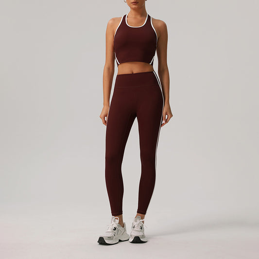 Wholesale Color-Blocked Racerback Crop Top + | Wonderxfans bulk activewear