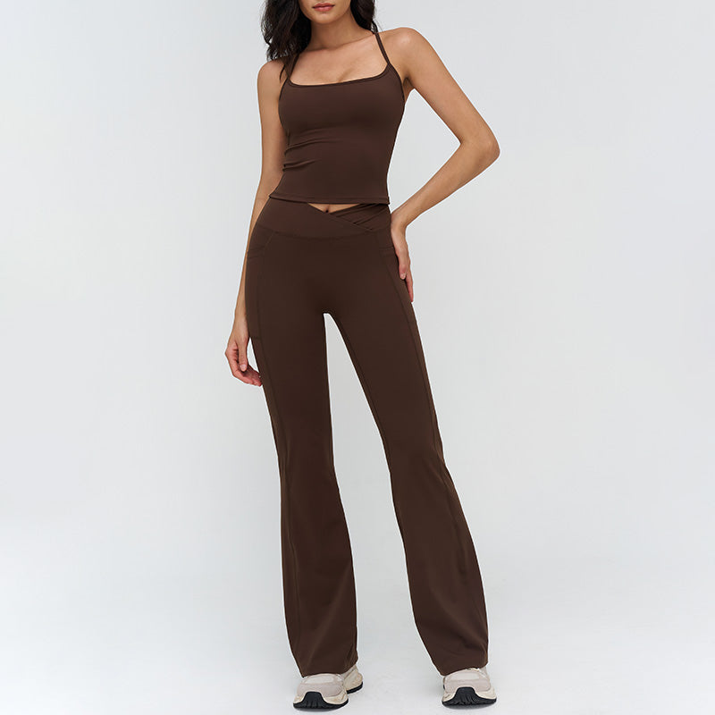 Racerback tank top + Flared pants 2-piece set