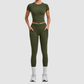 Wholesale Women's Naked-Feel Short Sleeve Top + High-Waist Leggings Set – Peach Lift Yoga Fitness Activewear