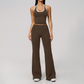 Wholesale Women's Bare-Feel Color-Block Tank Top & High waisted flared pants Set